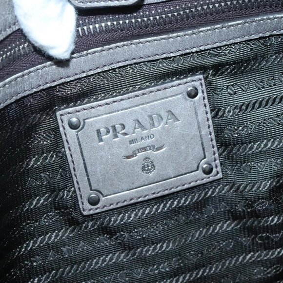 PRADA Hand Bag Leather 2way Gray Silver Auth ar13717 - Picture 10 of 16